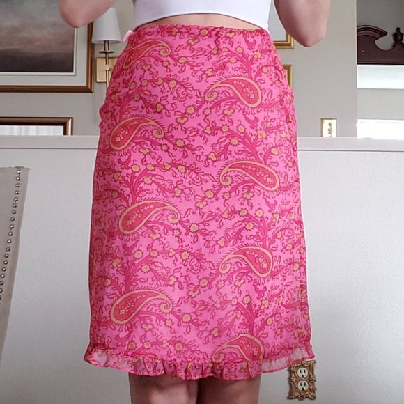 Highwaisted ESprit midi pink patterned skirt - Picture 8 of 8
